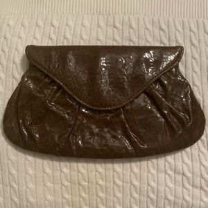 Lauren Merkin Lotte Brown Patent Leather Clutch